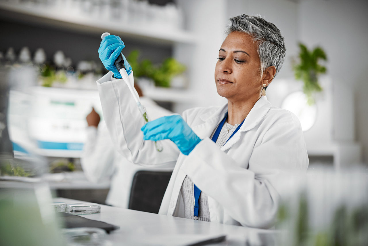 scientist working lab