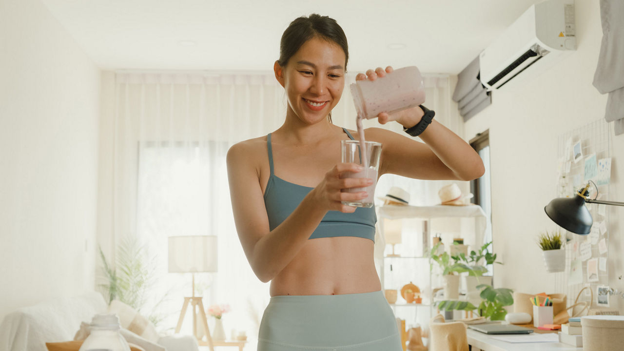 Woman serving a shake