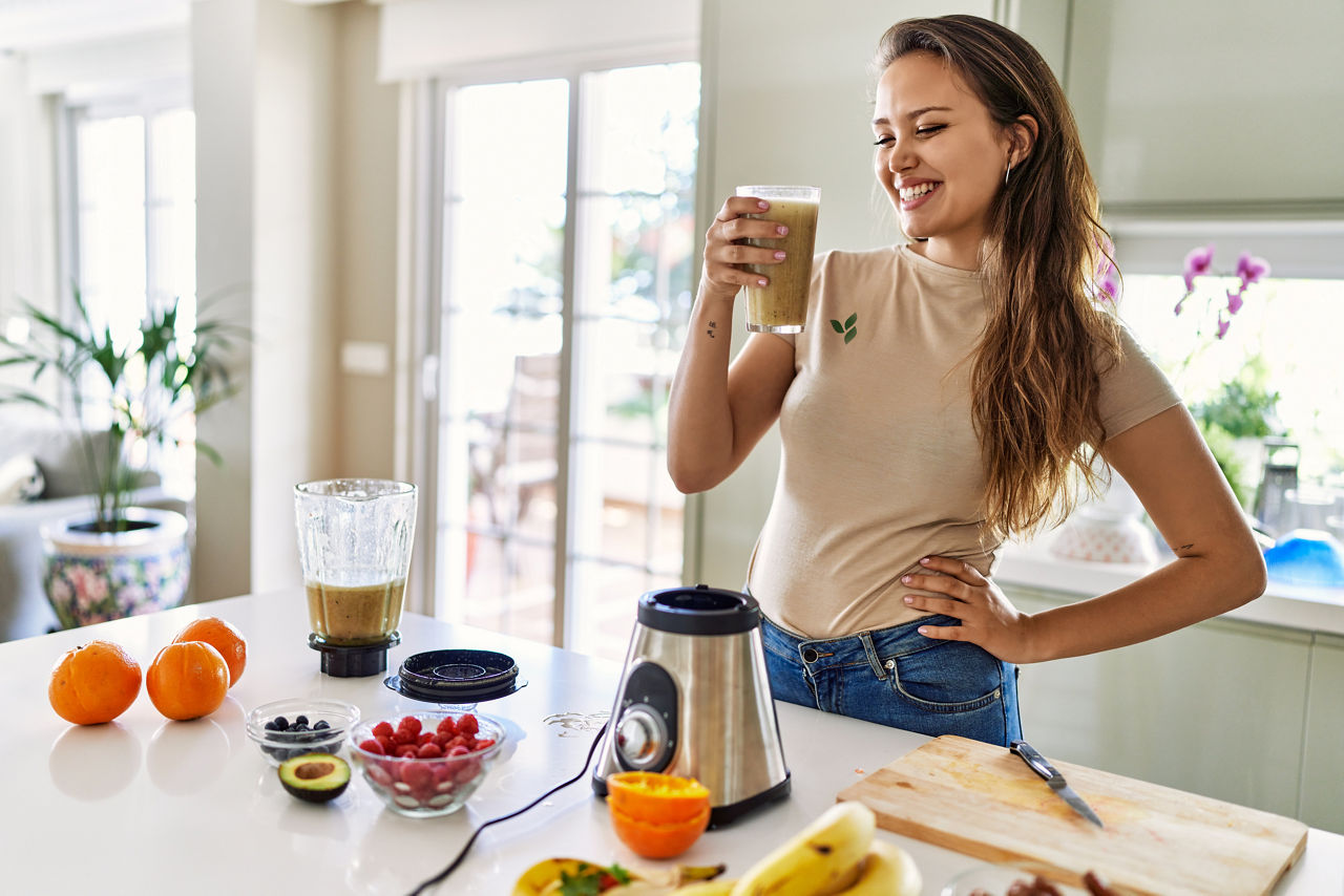 Woman drinking shake