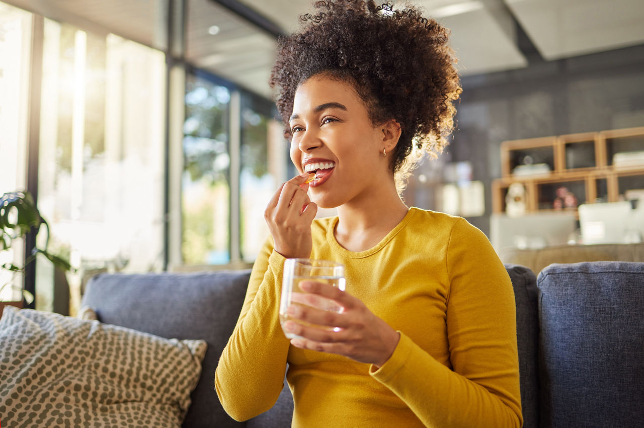 Woman drinking nutrition