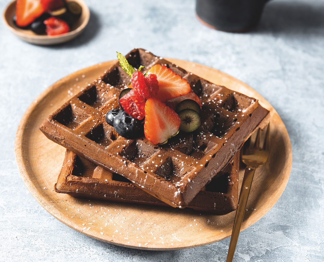 Waffles Belgiene pe o farfurie