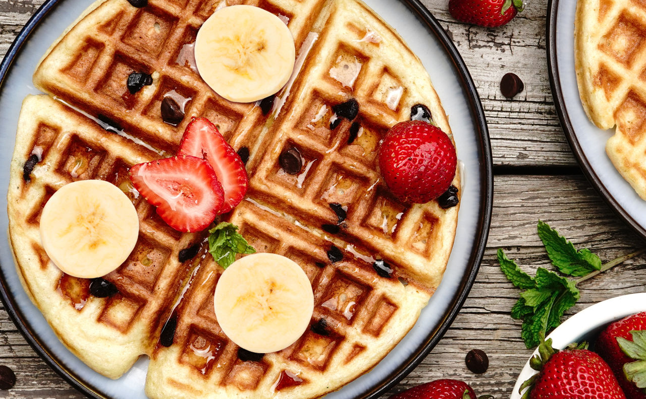 Waffle con frutas